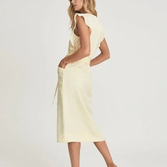 NWT REISS | Emma Linen Blend Midi Dress (no belt) - Picture 4 of 7